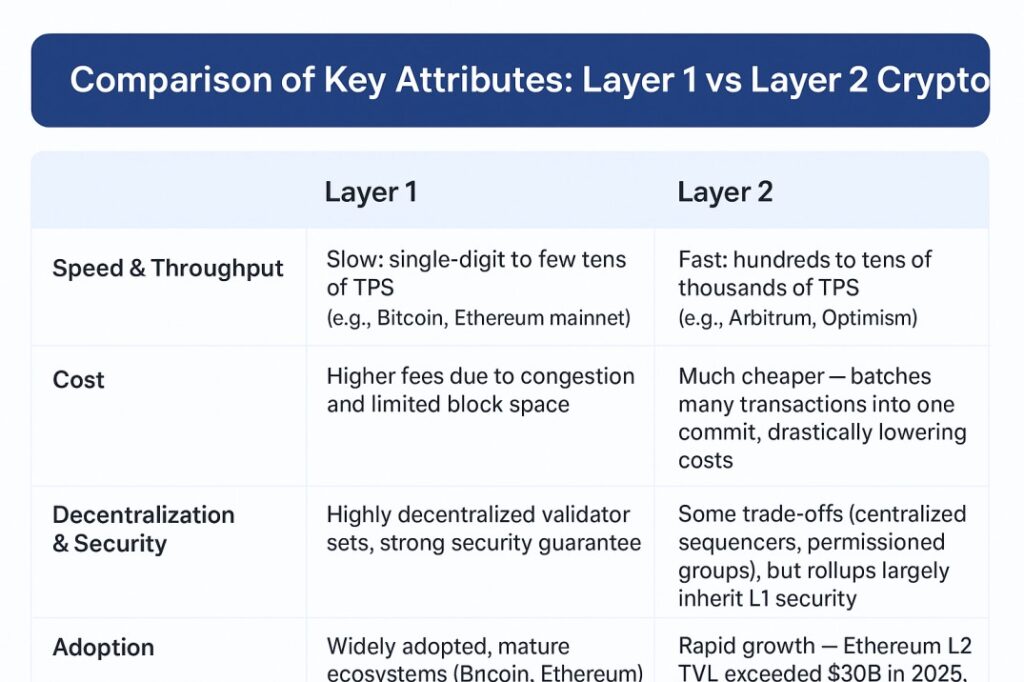 Layer 1 vs Layer 2 Crypto