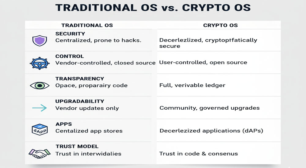 Traditional OS vs Crypto OS